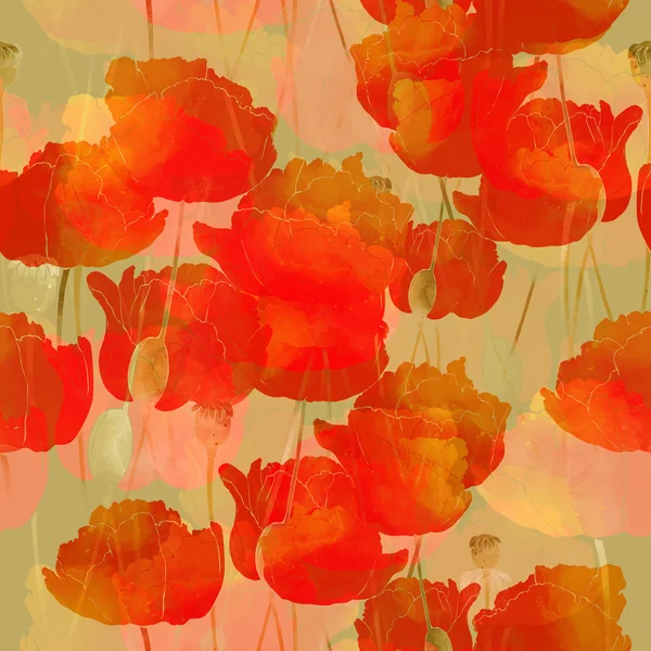Avtryck Bright Poppies-sömlösa mönster — Stockfoto