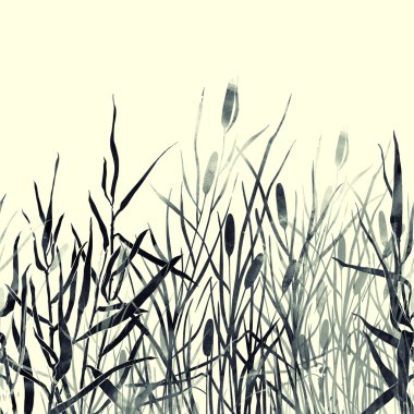 silhouettes of river reeds clipart