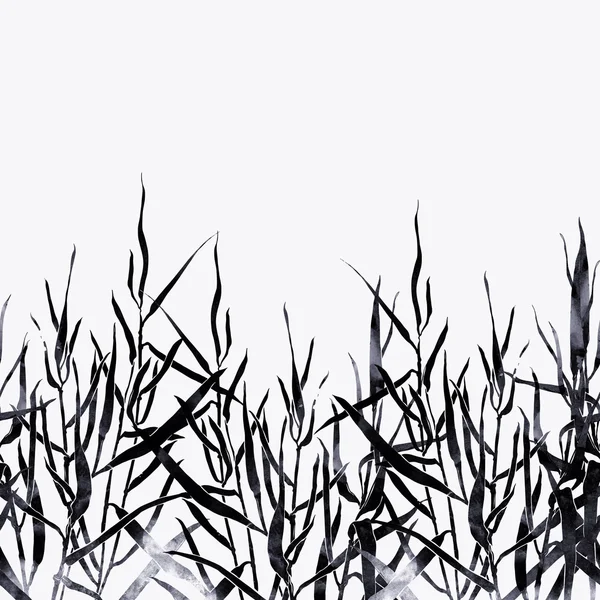 Bladeren van zwart-witte gras rivier — Stockfoto