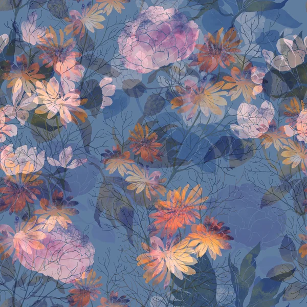 Zökkenőmentes minta virágokkal — Stock Fotó