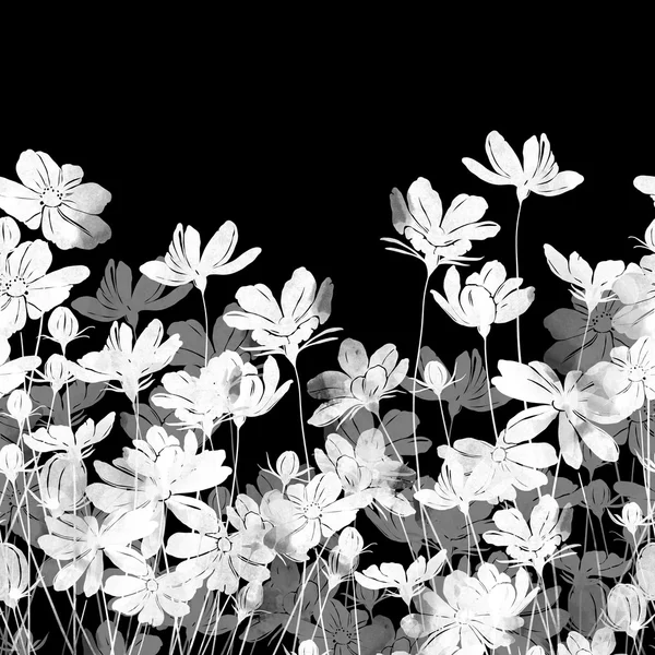 Weide bloemen naadloze rand — Stockfoto