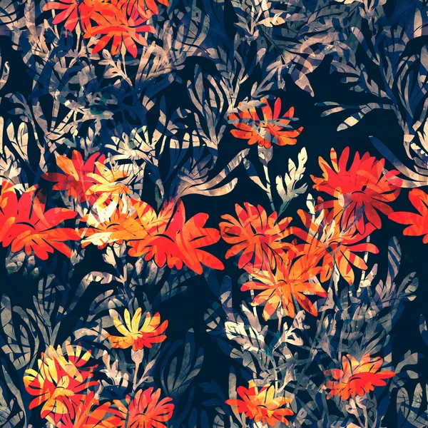 草原の草と花のシームレス パターン — ストック写真
