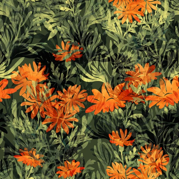 풀밭 잔디와 꽃 원활한 패턴 — 스톡 사진