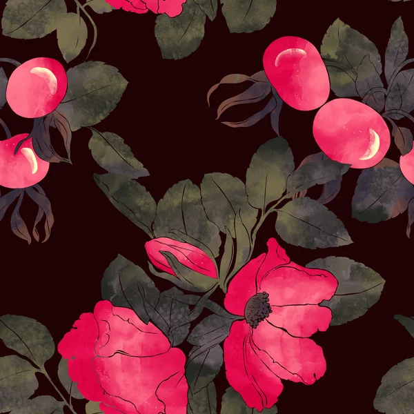 Owoce dzikiej róży wzór — Zdjęcie stockowe