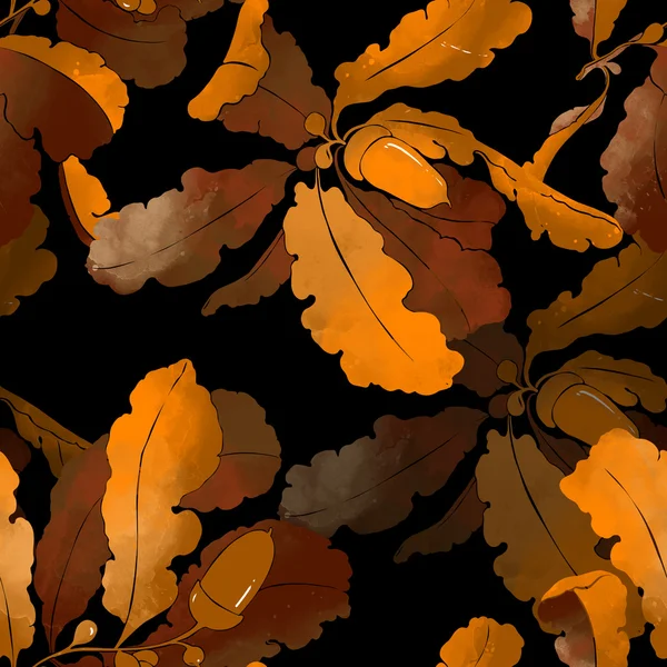 Жолуді та листя дуба безшовний візерунок — стокове фото