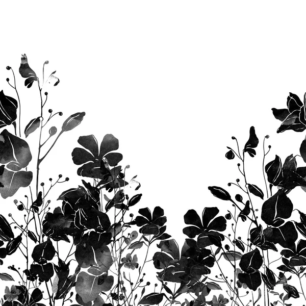 牧草地の草の花の境界線 — ストック写真