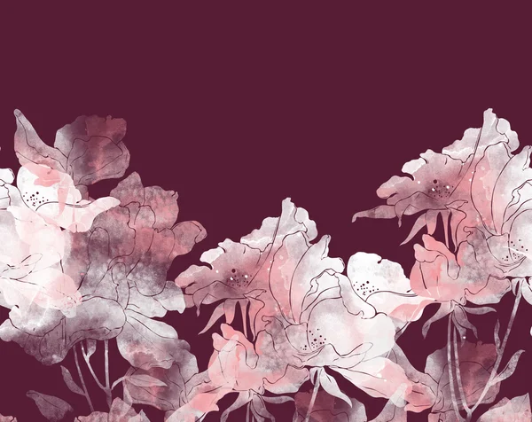 Flowers and leaves of wild rose seamless border — Stock Photo, Image