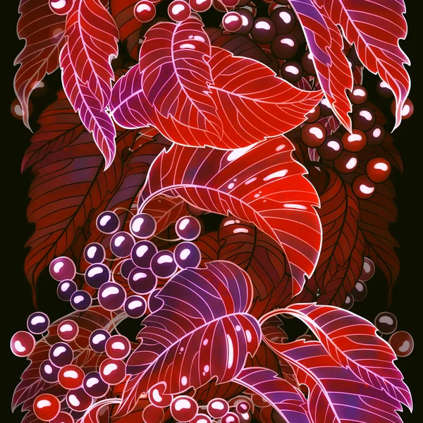 Пучки Листья Дикого Винограда Бесшовный Узор Цифровые Линии Рисунок Акварелью — стоковое фото