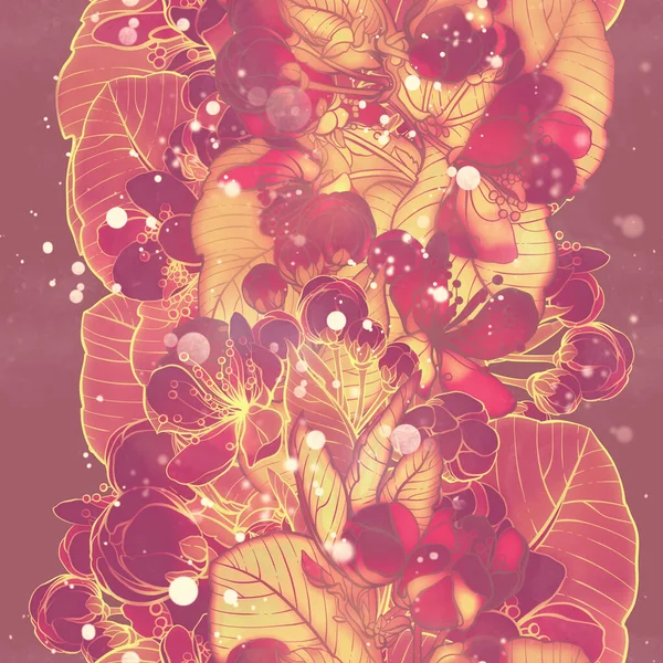 Sakura Bezproblémový Vzor Digitální Čáry Ručně Kreslený Obrázek Akvarelovou Texturou — Stock fotografie