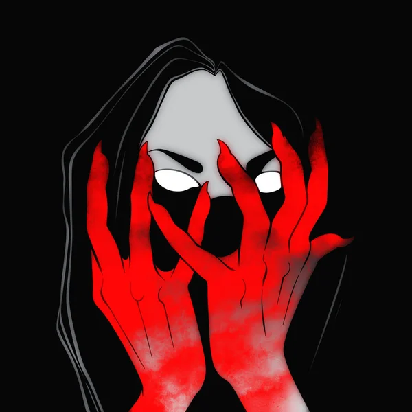 Boszorkány Plakát Meghívó Halloweenre Szöveggel Digitális Vonalak Kézzel Rajzolt Kép — Stock Fotó