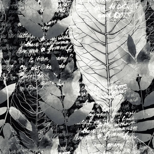 Verlorener Alter Brief Collage Aus Handgeschriebenem Text Und Blätterzeichnungen Mischen — Stockfoto