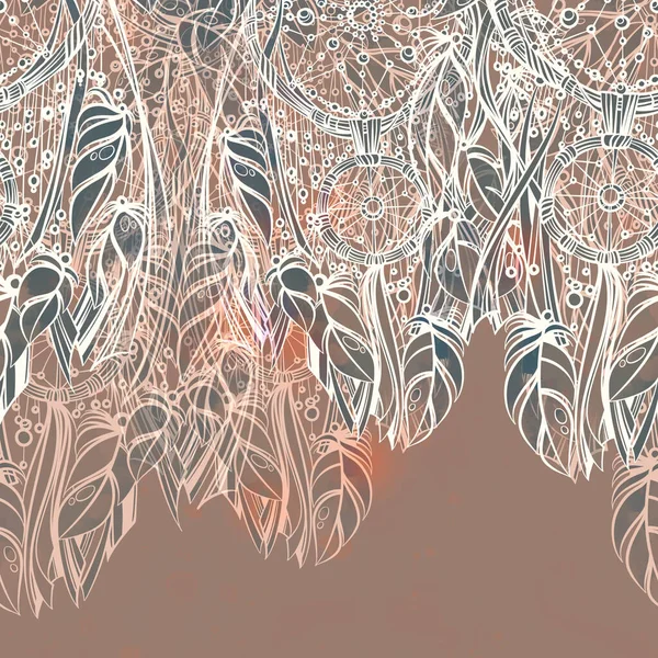 Indyjskie Łapacze Snów Piórami Wstążkami Koralikami Mieszają Płynne Brzegi Cyfrowy — Zdjęcie stockowe