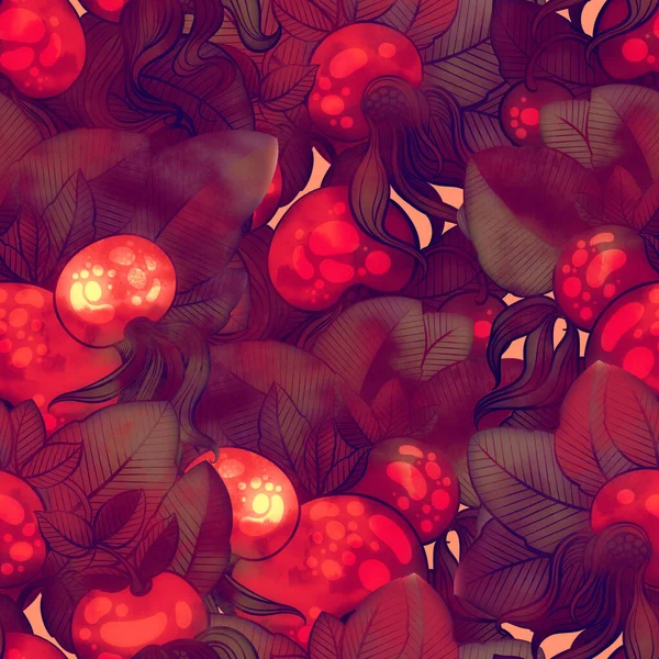 장미꽃 장과는 솔기없는 무늬를 섞는다 디지털 그림에 수채화 물보라가 미디어 — 스톡 사진