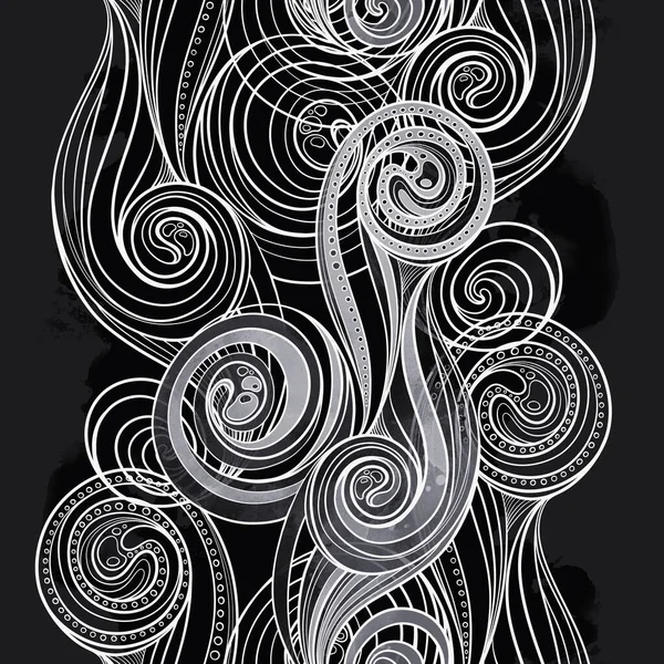 Абстрактные Волны Кудри Облака Бесшовный Рисунок Цифровые Линии Рисунок Акварелью — стоковое фото