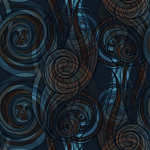 Абстрактные Волны Кудри Облака Бесшовный Рисунок Цифровые Линии Рисунок Акварелью — стоковое фото
