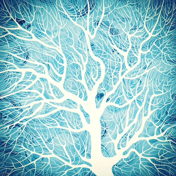 Albero Decorato Astratto Linee Digitali Disegno Disegnato Mano Con Texture — Foto Stock