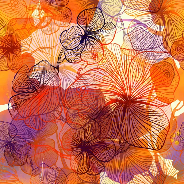 Abstract Ornate Tender Flowers Mix Repeat Seamless Pattern Digital Hand — ストック写真