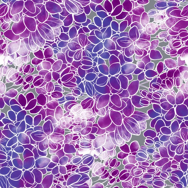 Abdrücke Blühen Lila Nahtlose Muster Digitale Linien Handgezeichnetes Bild Mit — Stockfoto