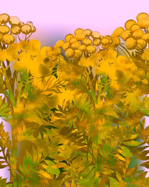 Wiese Sommerblumen Von Stiefmütterchen Floralen Modernen Nahtlosen Rand Digitale Linien — Stockfoto
