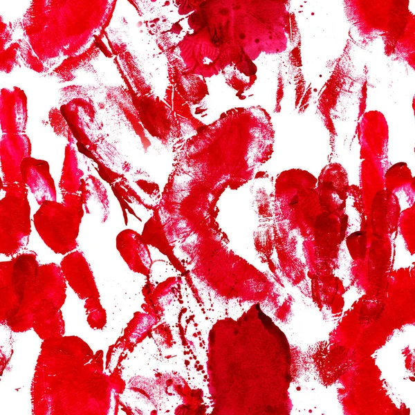 Blutige Handabdrücke Und Blutflecken Und Spritzer Halloween Nahtlose Muster Digitales — Stockfoto