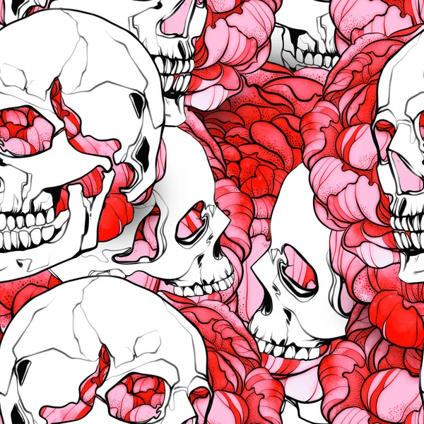 Schedels Bloemen Voor Halloween Dag Van Doden Dia Los Muertos — Stockfoto