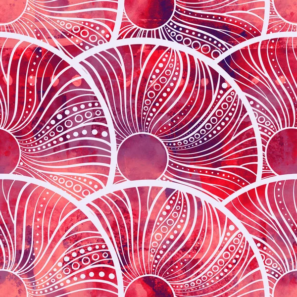 Rybí Váhy Abstraktním Ornamentem Bezešvé Vzor Digitální Obrázek Akvarelovou Texturou — Stock fotografie