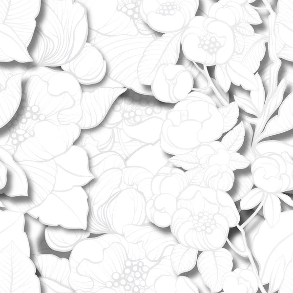 Paper Flowers Leaves Illusion Modern Floral Seamless Pattern Digital Mixed — Stock Photo, Image