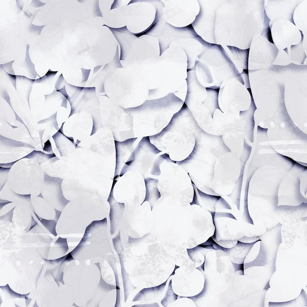 Papír Virágok Levelek Illúzió Modern Virágos Zökkenőmentes Minta Digitális Vegyes — Stock Fotó