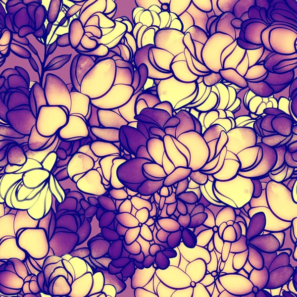 Цветы Сирени Современный Бесшовный Узор Цифровое Акварелью Мультимедийное Произведение Бесконечный — стоковое фото