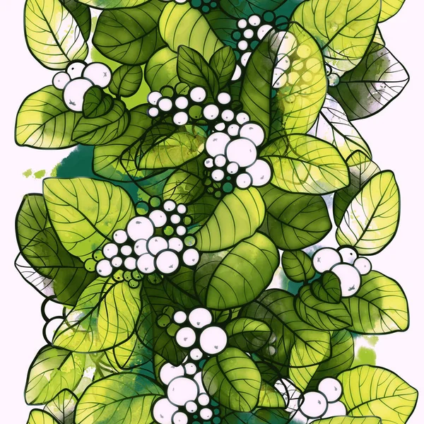 Herbst Beeren Und Blätter Moderne Nahtlose Muster Digitale Und Aquarellierte — Stockfoto