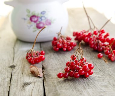 Kırmızı kartopu çilek ve ahşap arka plan üzerinde kar