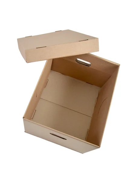 An open cardboard box on a white — Stock Photo, Image