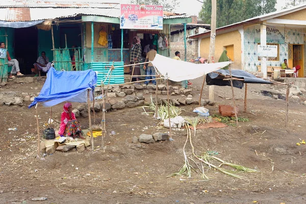 Sugarcane selling stalls. Gerba town-Ethiopia. 0117 — Stock Photo, Image