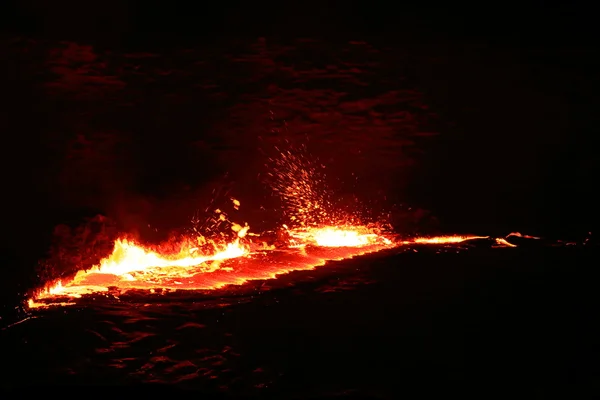 在埃尔塔阿莱火山-达纳基尔-埃塞俄比亚燃烧熔岩湖。0205 — 图库照片