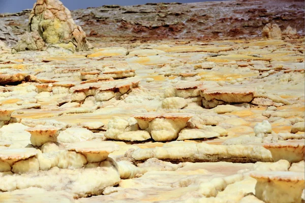 Dallol mountain rising 50-60 ms.over the salt flats. Danakil-Ethiopia. 0314 — Stock Photo, Image