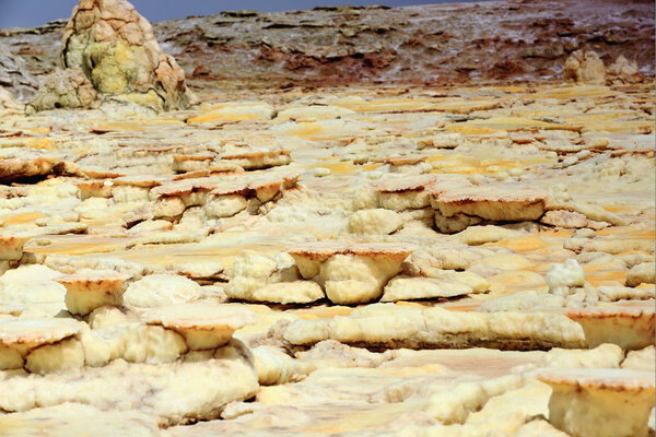 Dallol mountain rising 50-60 ms.over the salt flats. Danakil-Ethiopia. 0314