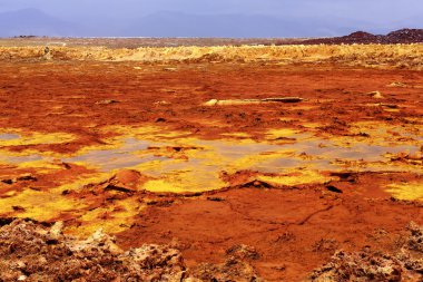 Mineral crust-Dallol mountain rising 50-60 ms.over Lake Karum-Assale. Danakil-Ethiopia. 0331 clipart