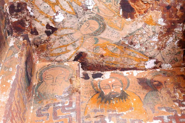 Celing pinturas-Wukro Chirkos iglesia tallada en roca. Ciudad de Wukro-Etiopía. 0416 — Foto de Stock
