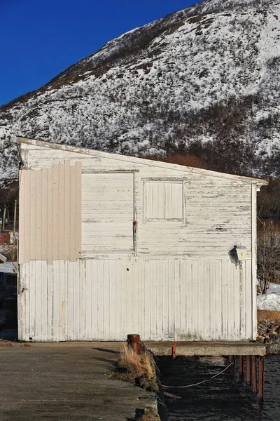 Entrepôt Bois Déchiqueté Dessus Une Plate Forme Béton Sur Pilotis — Photo