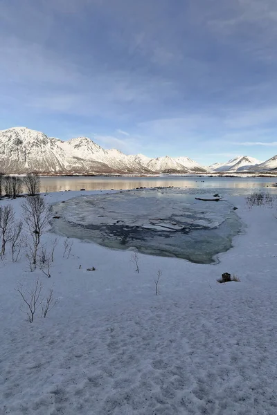 Pohled End Forfjorden Gardselva Řeku Lovikdalen Údolí Hory Innerheia Rapptinden — Stock fotografie