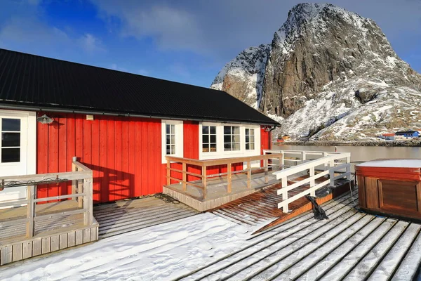 Cabane Pêche Saisonnière Traditionnelle Bois Rouge Rorbu Maintenant Pour Usage — Photo