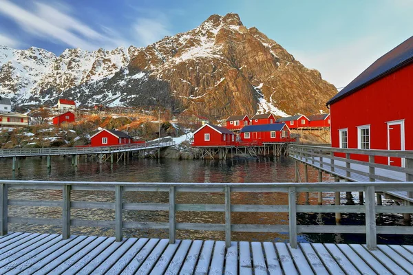 Red Rorbuer Once Seasonal Fishing Huts Now Tourist Use Closed — Stock Photo, Image