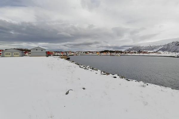 Vue Vers Nord Est Sur Village Pêcheurs Port Laukvik Pour — Photo