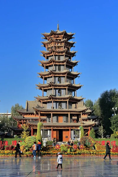 Piani Metri Altezza Ottagonale Pagoda Legno Tempio Muta Risalente 557 — Foto Stock