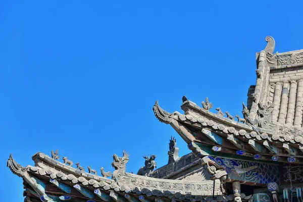 Rekonstruované Střechy Budov Restaurované Pěší Starobylé Potravinové Ulici Dynastie Ming — Stock fotografie