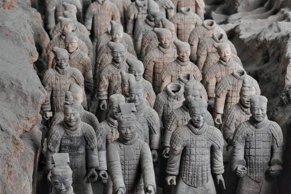 Guerreros Del Ejército Terracota Esculturas Funerarias Que Representan Ejército Qin — Foto de Stock