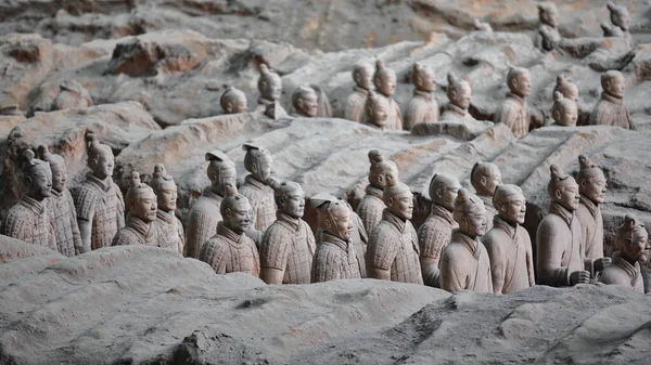 Guerriers Armée Terre Cuite Sculptures Funéraires Représentant Armée Qin Shi — Photo