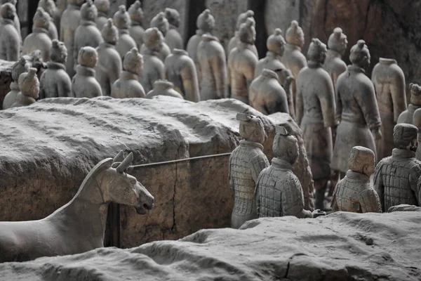 Guerriers Armée Terre Cuite Sculptures Funéraires Représentant Armée Qin Shi — Photo