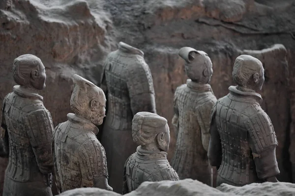 Guerriers Armée Terre Cuite Sculptures Funéraires Représentant Armée Qin Shi — Photo