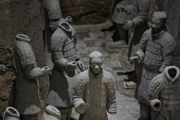 Guerriers Armée Terre Cuite Sculptures Funéraires Représentant Armée Qin Shi — Photo